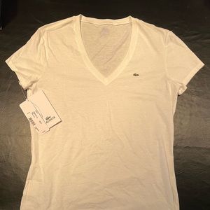 Women’s Lacoste V-Neck Cotton T-Shirt Size 42 (size 10) - NWT